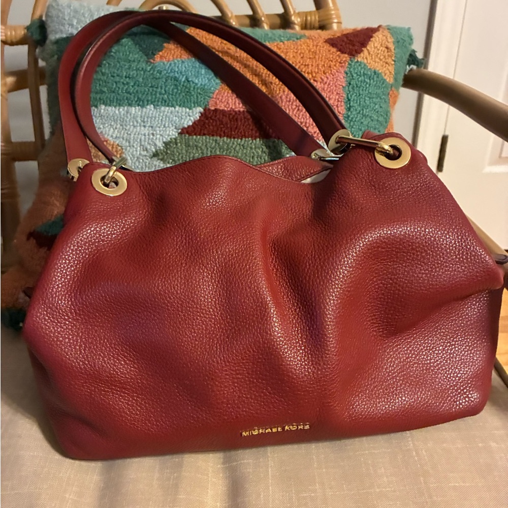 Michael Kors Burgundy Leather Shoulder Bag